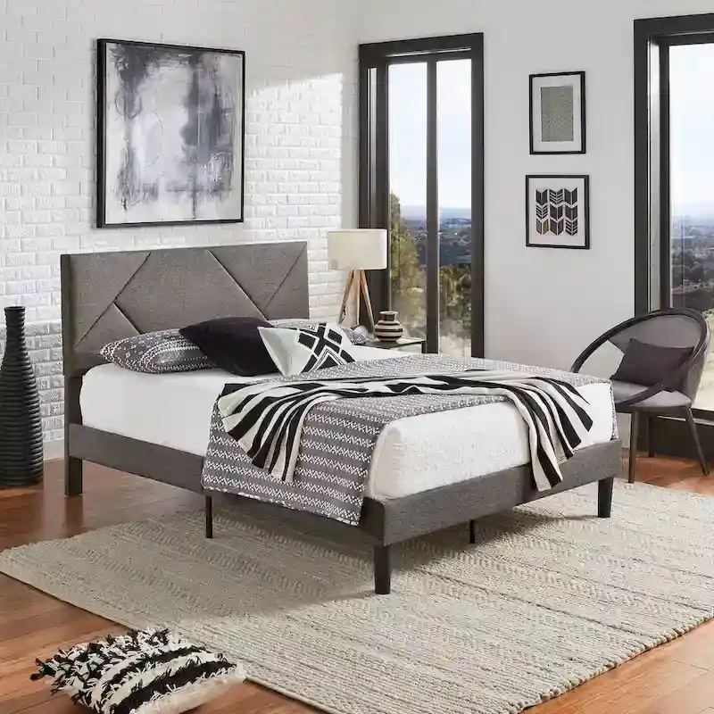 Allenspark Upholstered Platform Bed with Geometric Headboard by iNSPIRE Q Classic
