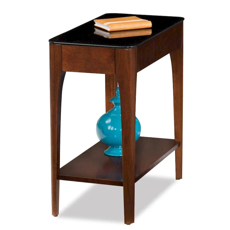 Copper Grove Hemer Narrow End Table with Black Glass Top