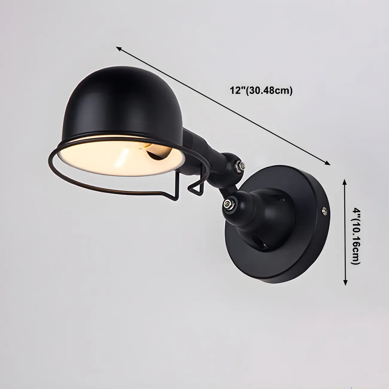 Industrial Black Dome 12“ Adjustable Arm Wall Sconce