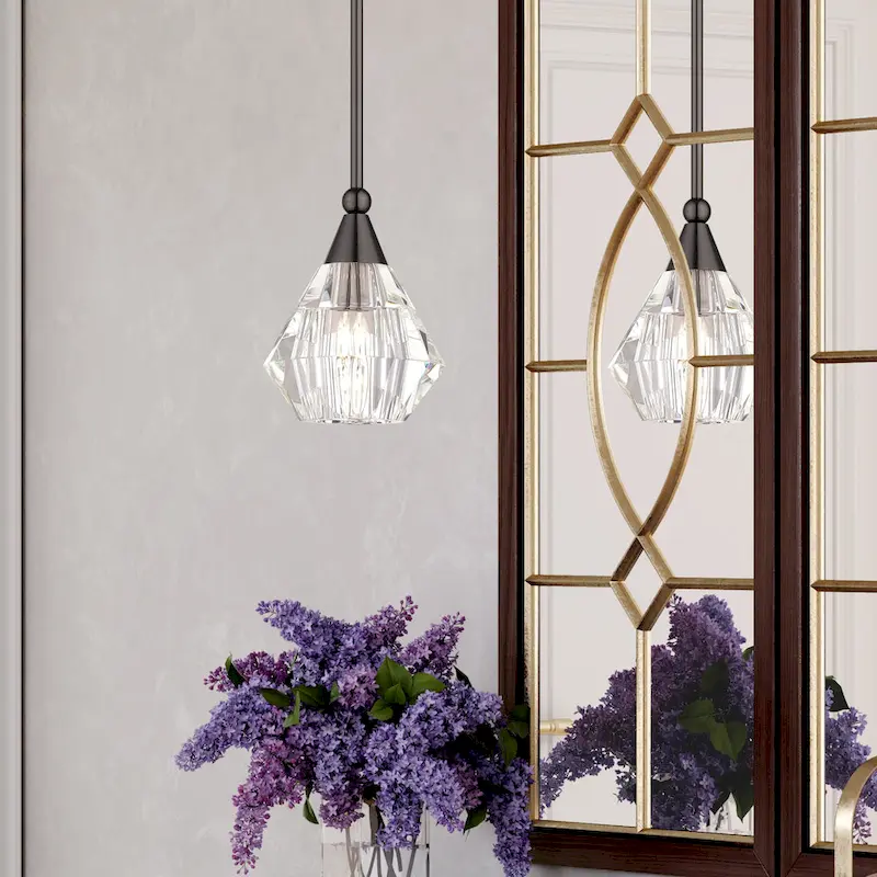 Livex Lighting Brussels Single Light 7  Wide Crystal Mini Pendant