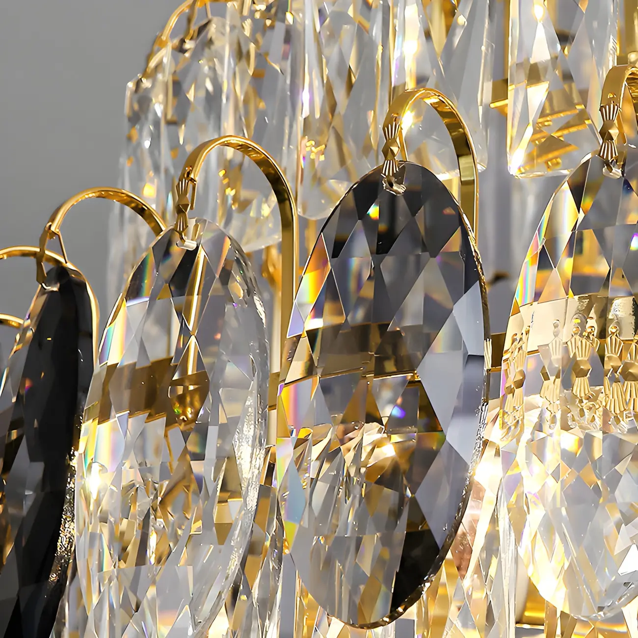 Luxury Gold Spiral Crystal Stairwell Chandelier Height Adjustable