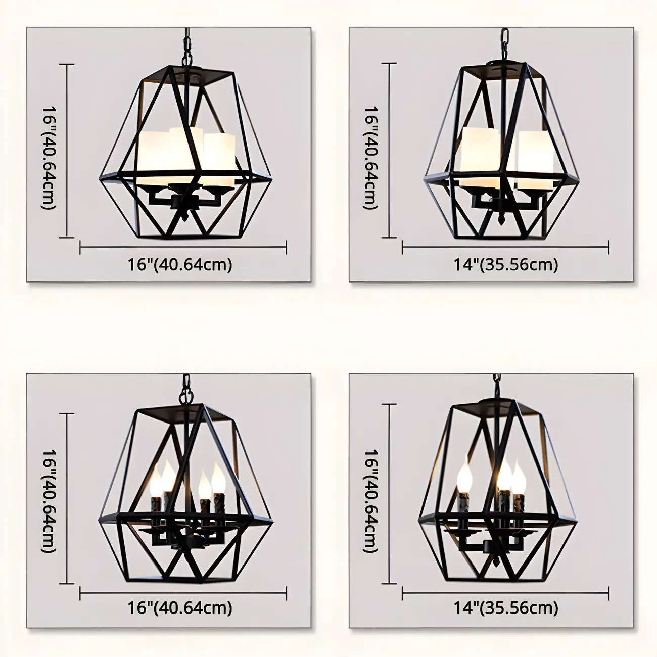 Black Geometric Iron Frame Modern Chandelier