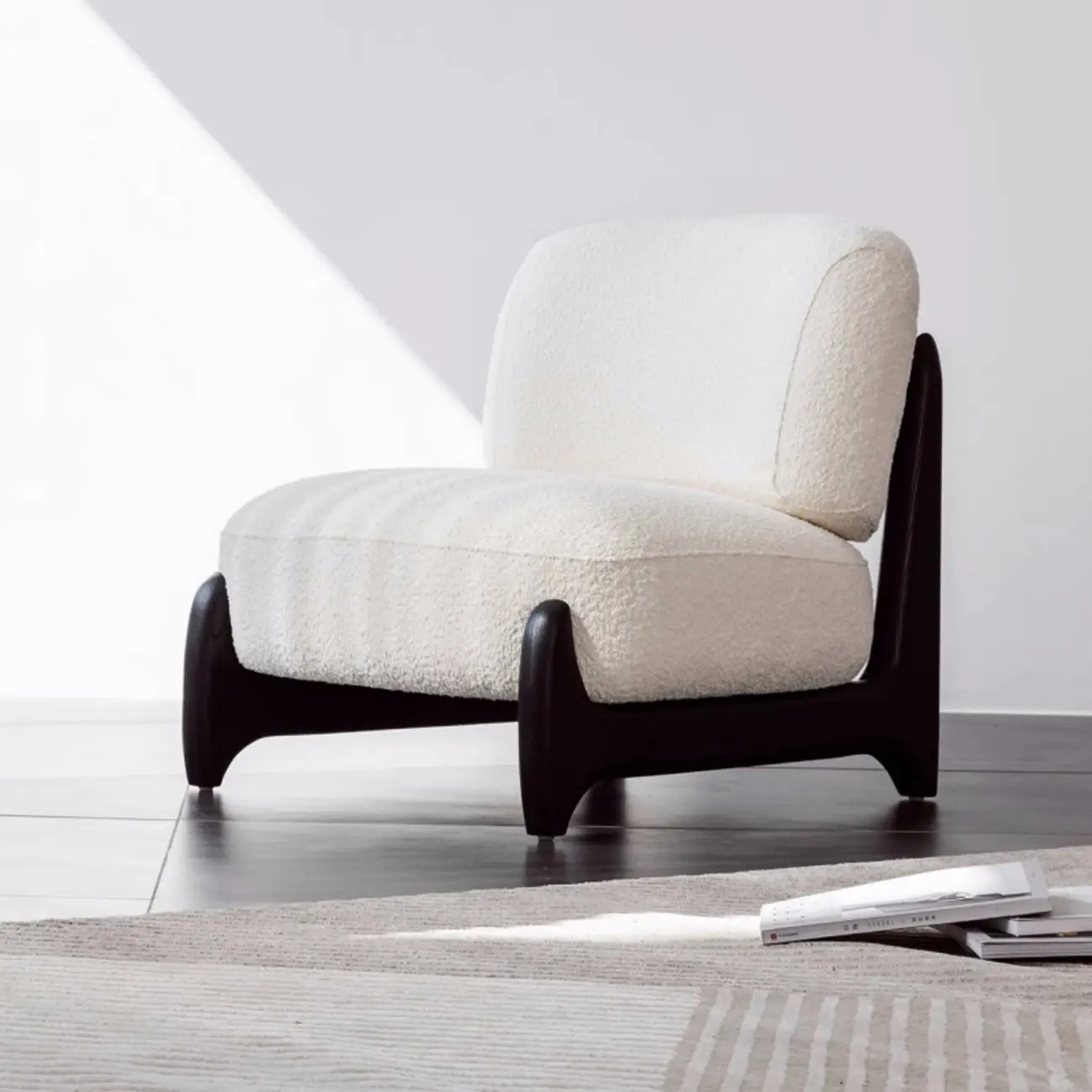 Modern Fabric Black Slipper Chair with Cushion