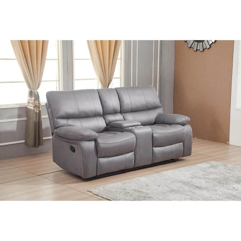 Betsy Furniture Microfiber Manual Rclining 2-seat Loveseat with Console 8007
