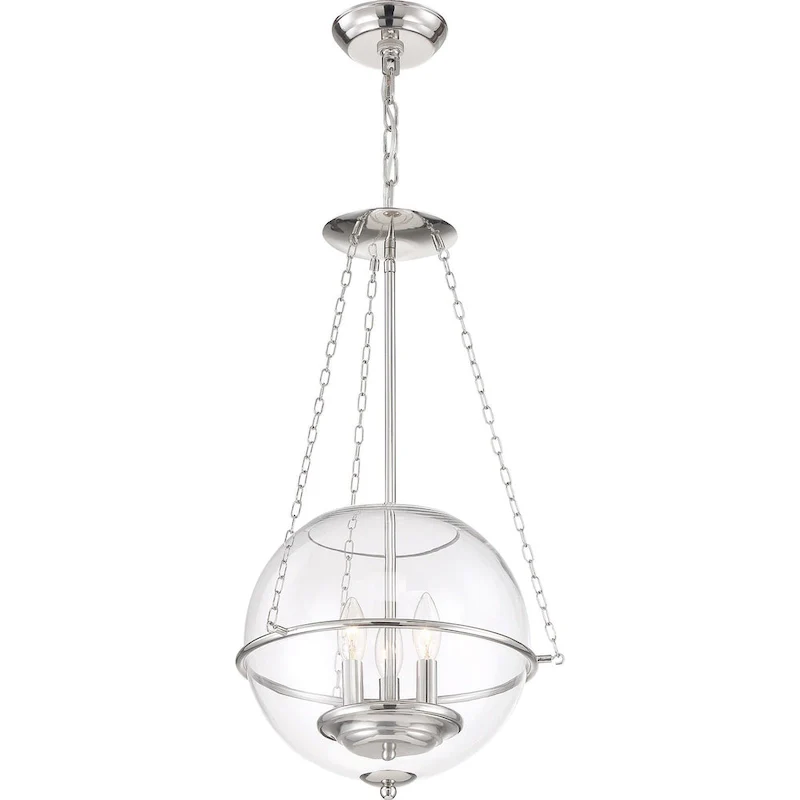 Odyssey 3-Light Pendant Fixture Polished Nickel with Clear Glass - N/A
