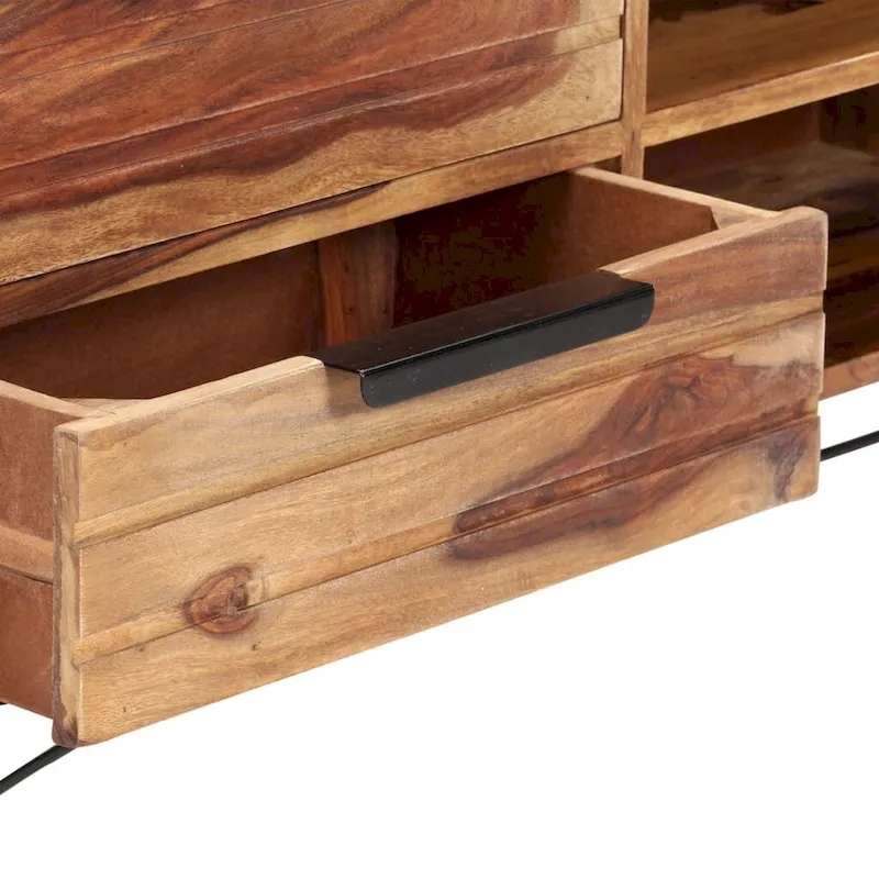vidaXL TV Stand 55.1  x11  x18.5   Solid Wood Sheesham