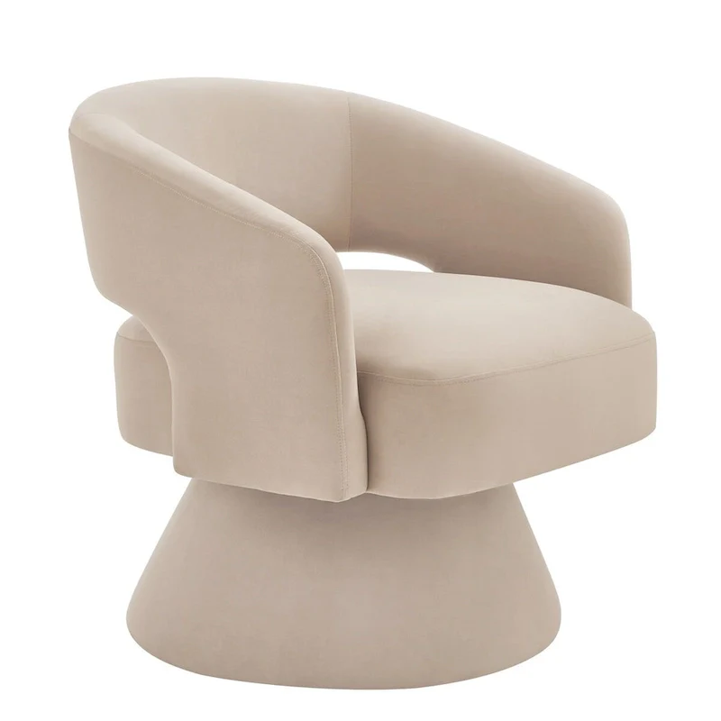 Upholstered Velvet Swivel Accent Chairs with Open Backrest