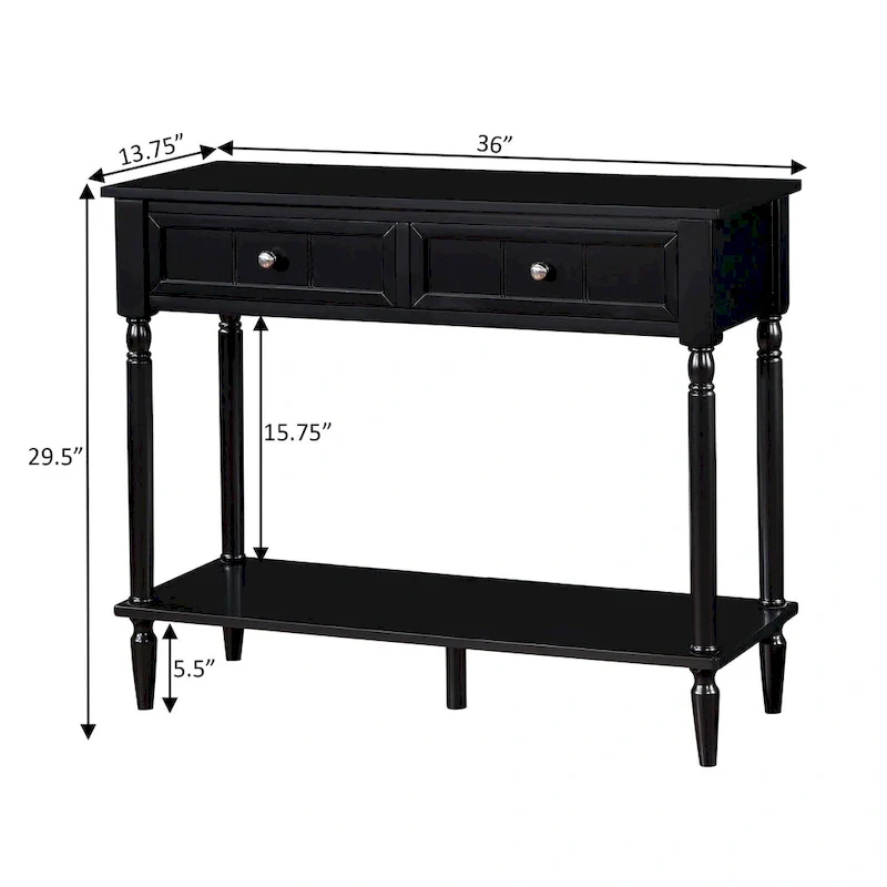 Convenience Concepts French Country 2 Drawer Hall Table with Shelf