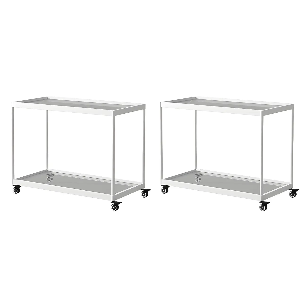 Gold Glass Rectangular Top Shelf Side Table on Wheels