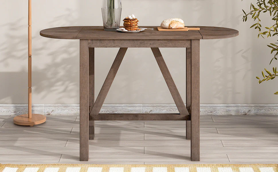 Walker Edison | 3-Piece Wood Counter Height Drop Leaf Dining Table Set with Chairs