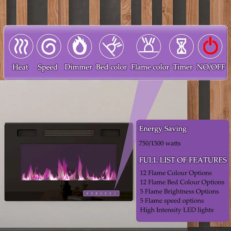 Luxurious TV Stand & Fireplace Combo Integrated LED Fireplace Features