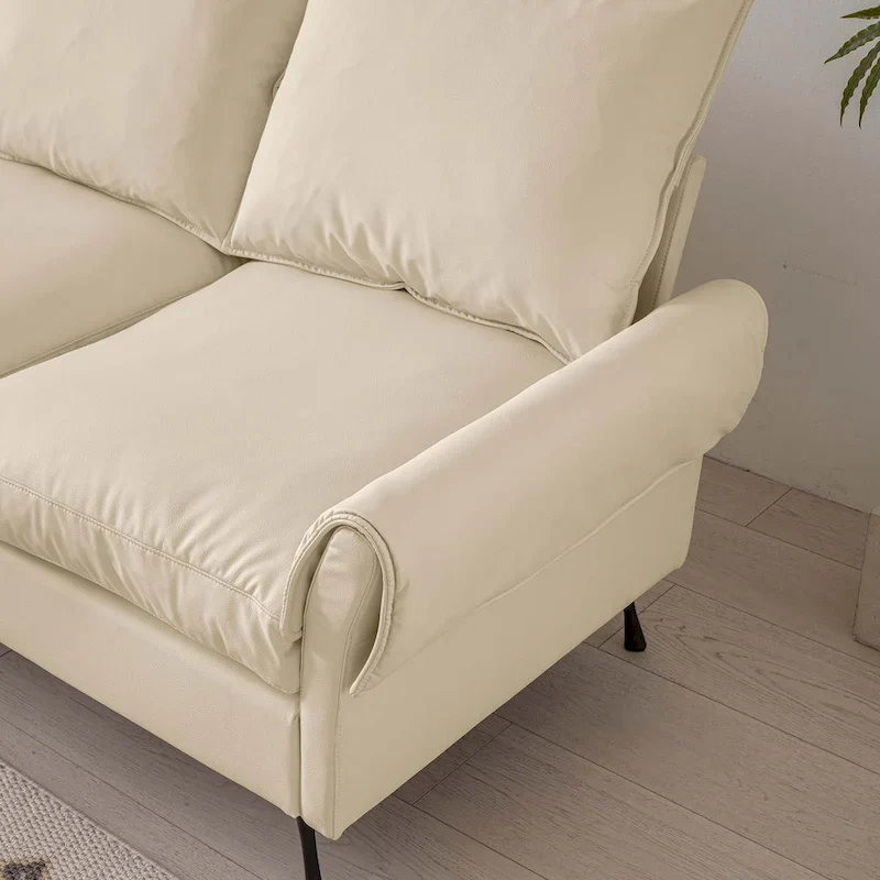 104.5Modern Technical leather L-Shaped Sofa with Ottoman