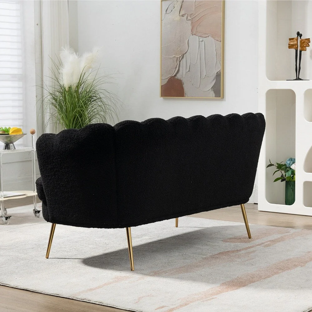 Small Mini Room Couch Two-Seater Sofa with Gold Metal Leg - 2 Seat