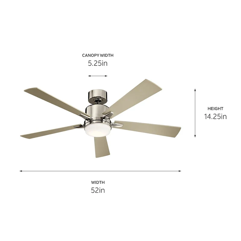 Kichler Lighting Lucian Collection 52-inch Polished Nickel LED Ceiling Fan