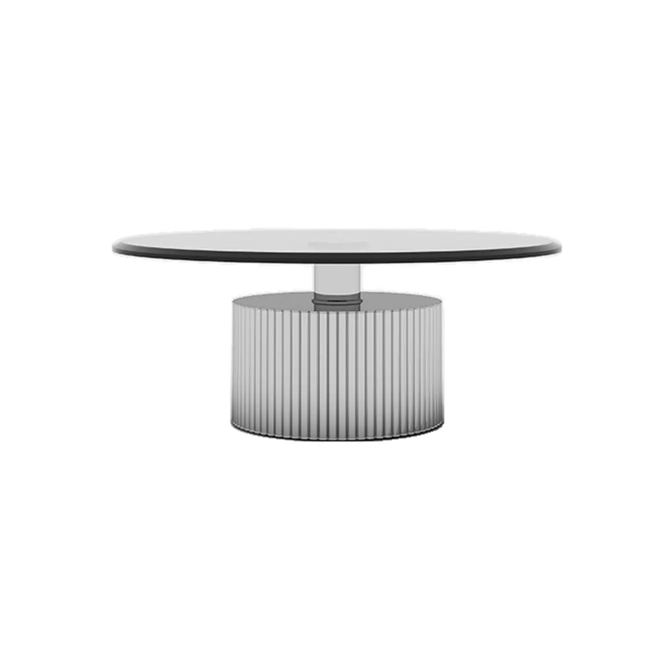 Modern Waterproof Glass Round Coffee Table with Silver Base
