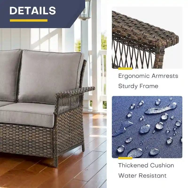 Gymojoy Patio Bistro Set w/ 360 Swivel Rocking Chairs & Table - Brown