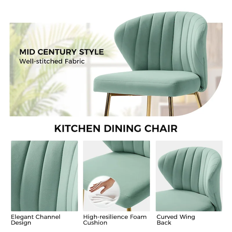 Luna Modern Glam Upholstered Tufted Back Side Accent Dining Chair with Small Base by HULALA HOME