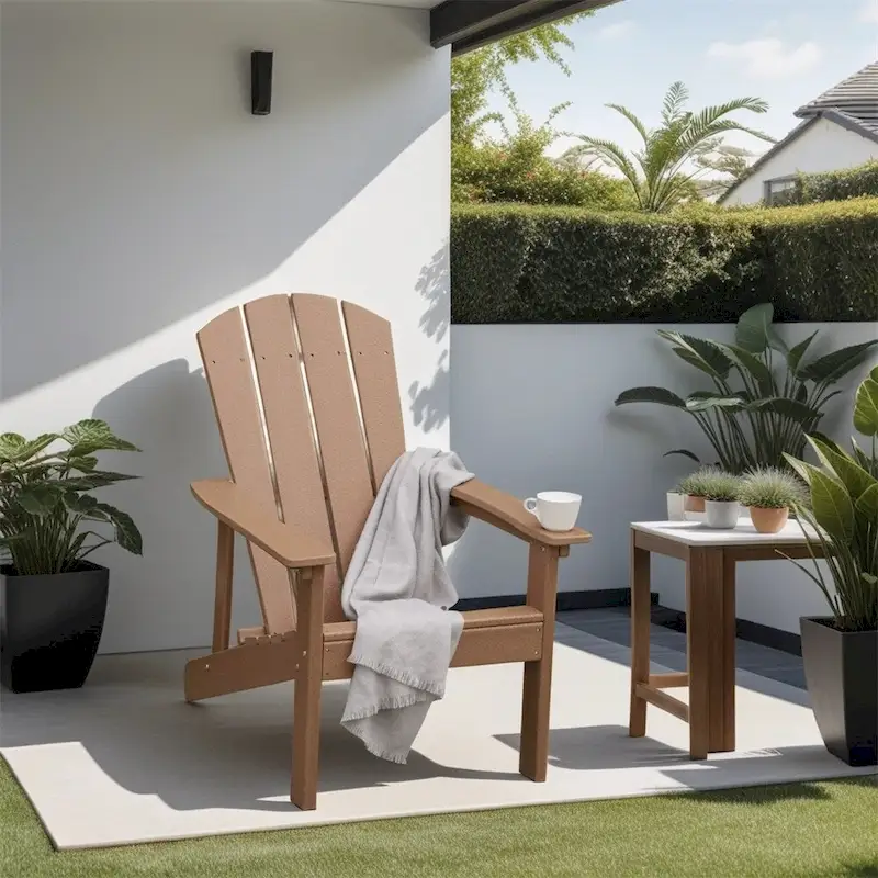 Adirondack Chair,Faux Wood Patio&Fire Pit Chair,Weather Resistant HDPE