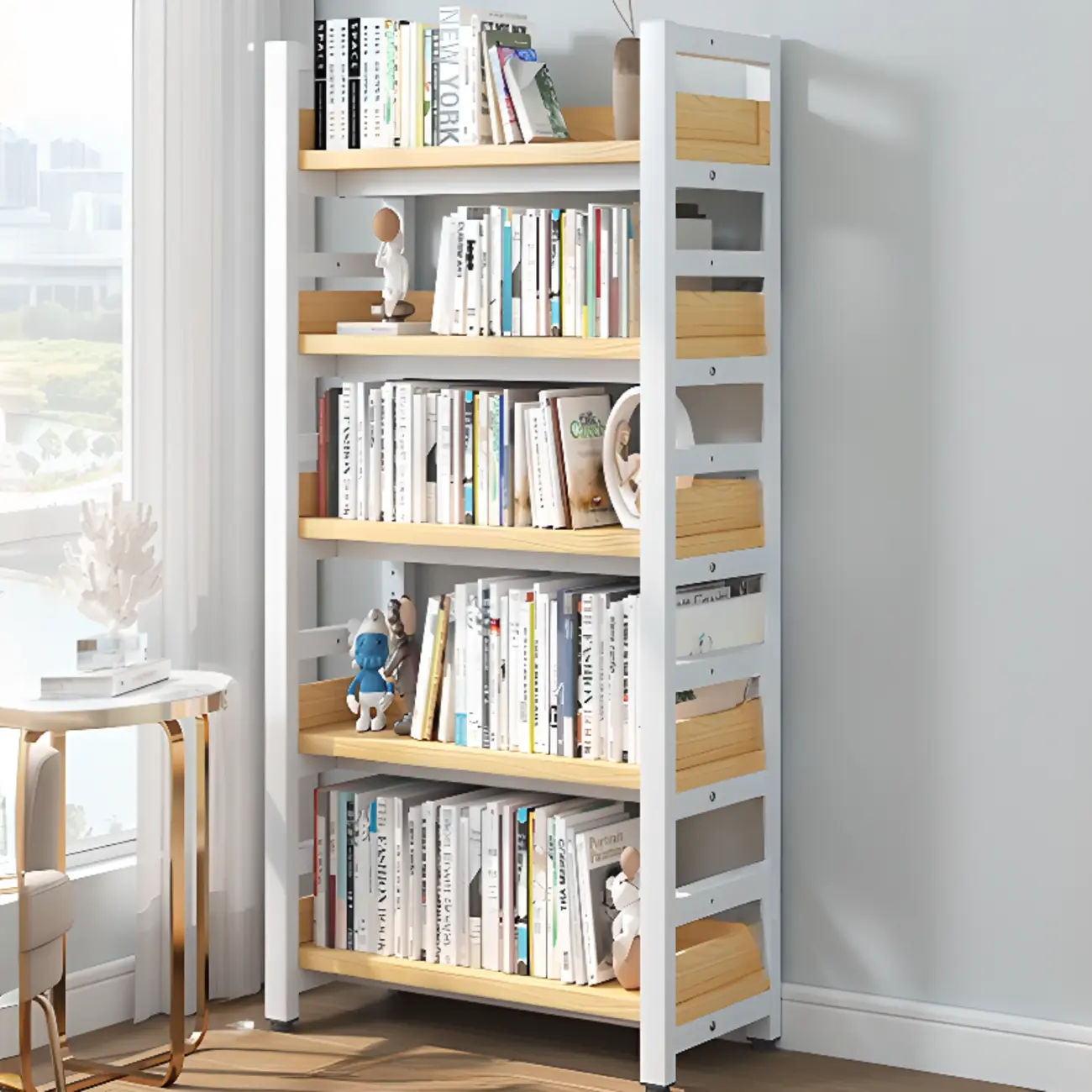 Modish Multi-Layer Open Back Wooden Tall Bookshelves