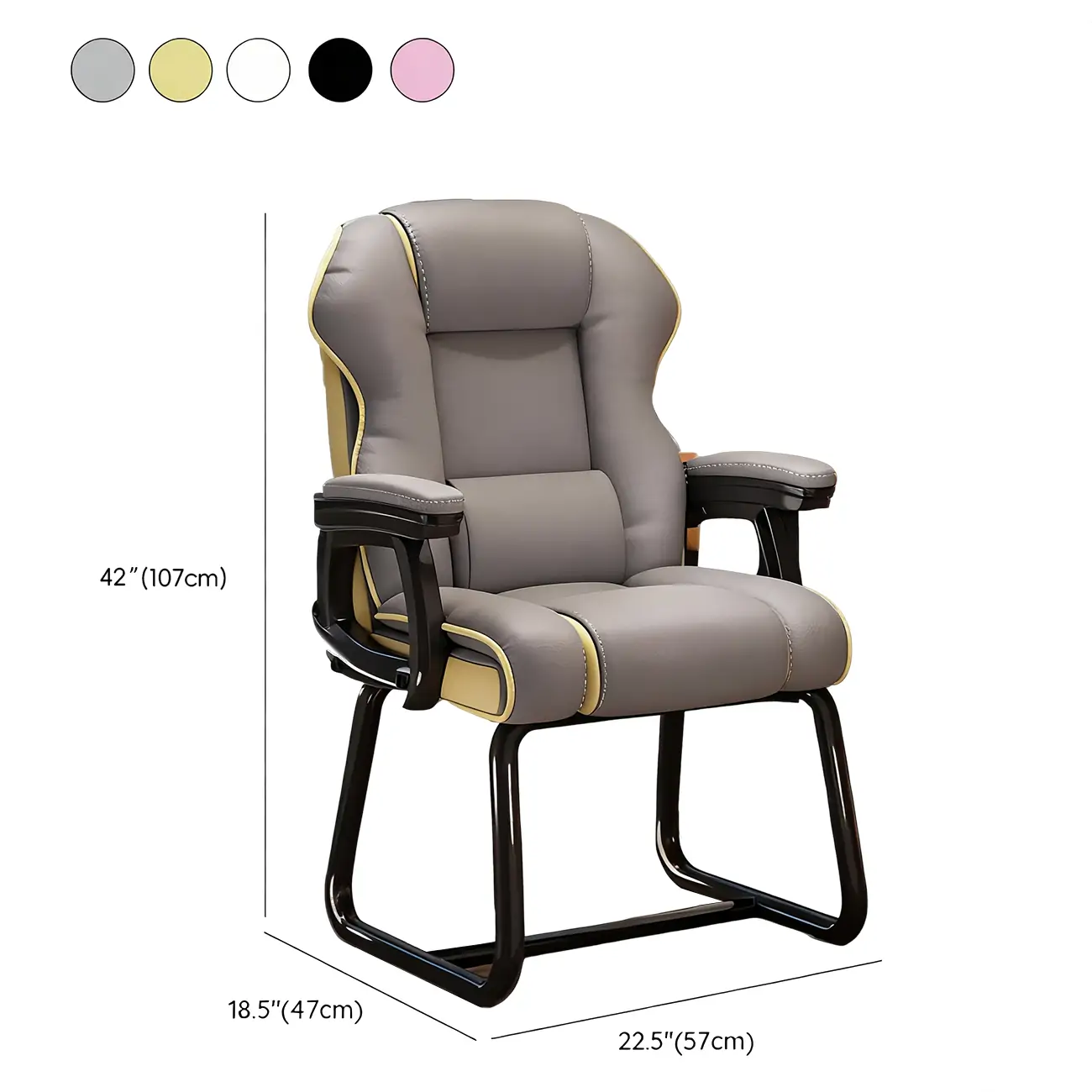 Yellow High-Back Leather Ergonomic Executive Chair