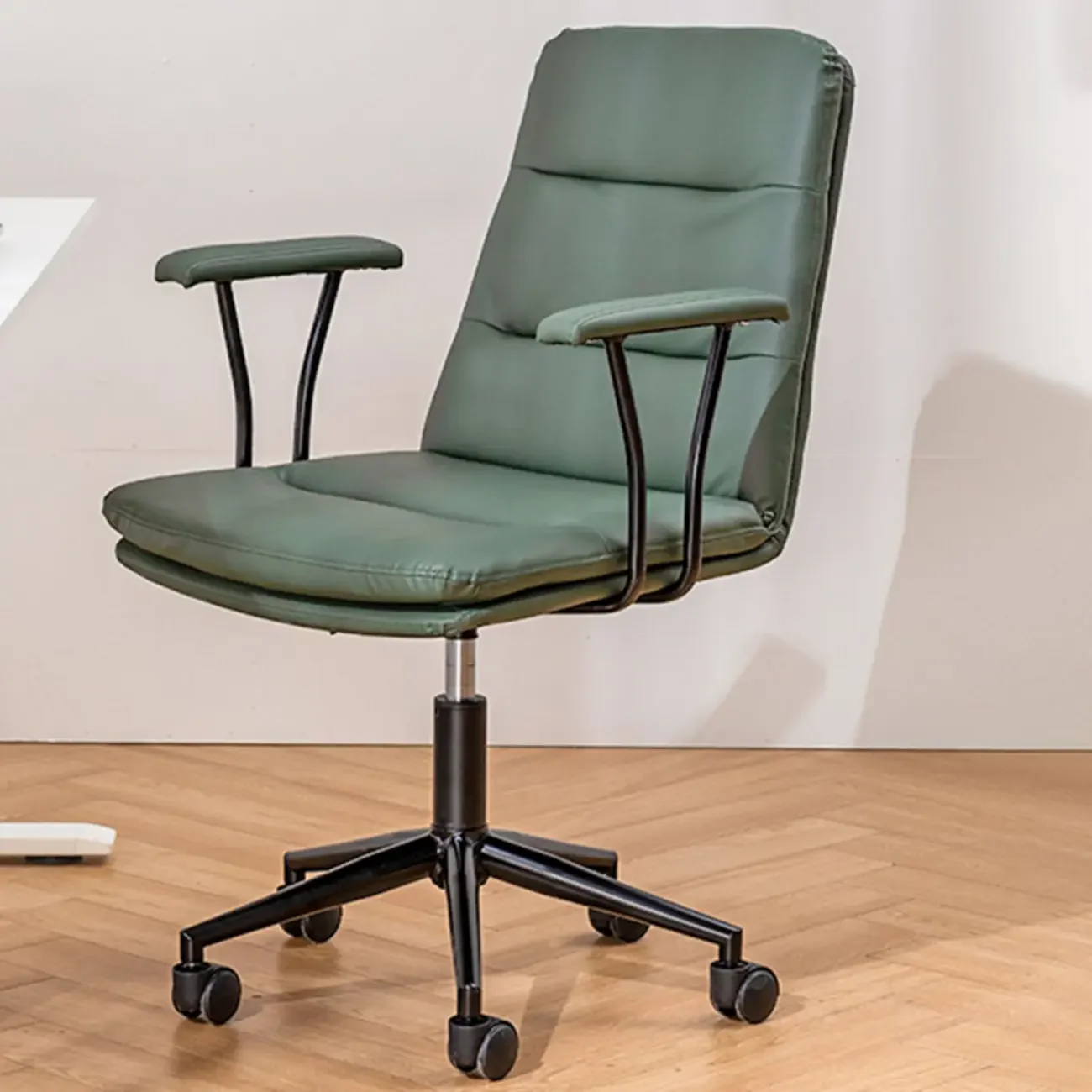 Elegant White Leather Ergonomic Swivel Office Chair