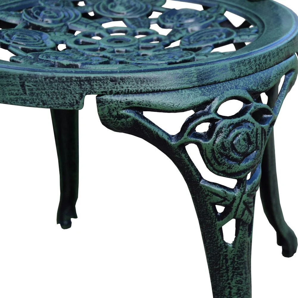 Camellia Cast Aluminum Verdi Green 3-piece Bistro Set with Table and 2 Chairs