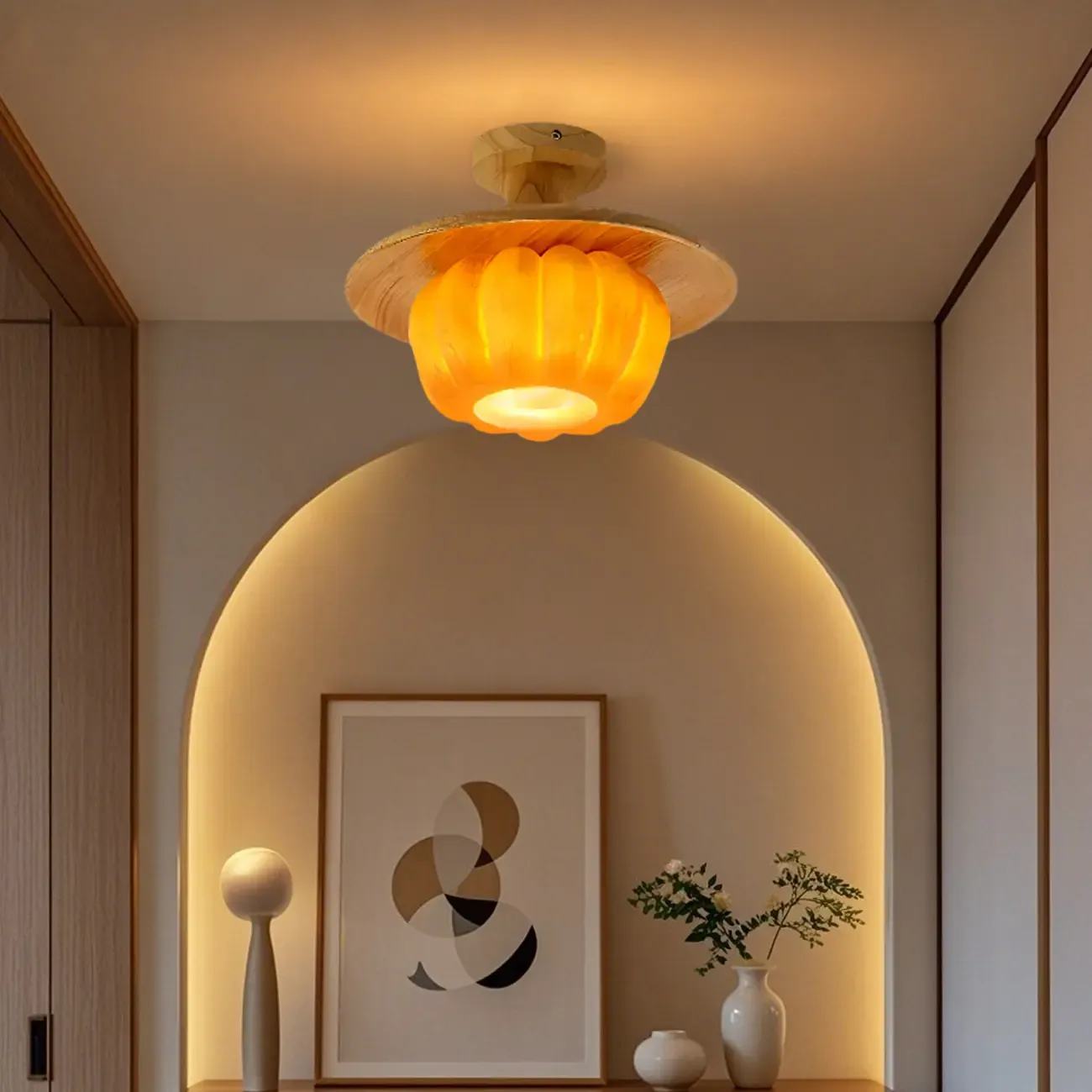 Contemporary Pumpkin Semi Flush Ceiling Light for Home Spaces