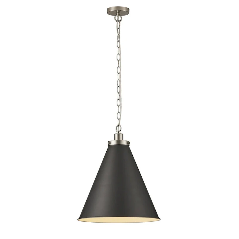 1-Light Cone Brushed Nickel Pendant Lighting - 15.8 D4.3 W75.5 H(Adjustable)