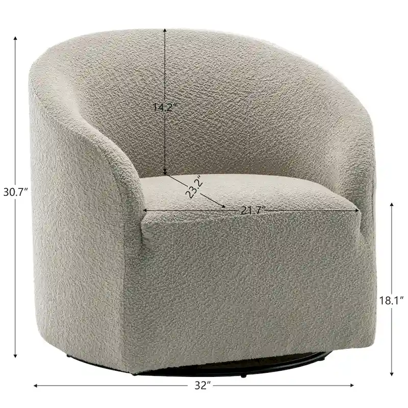 KINWELL 32W Boucle Upholstered Swivel Barrel Armchair (Set of 2)
