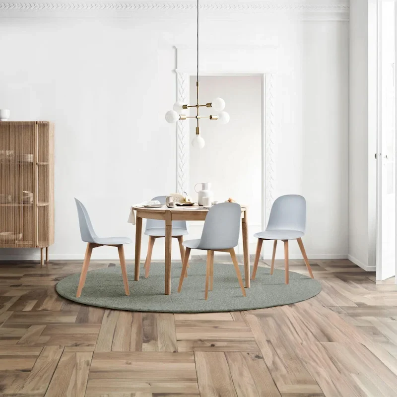 Set of 2 Dining Side Chair with Back Armless Plastic Seat Wooden Legs Kitchen Desk Task Computer