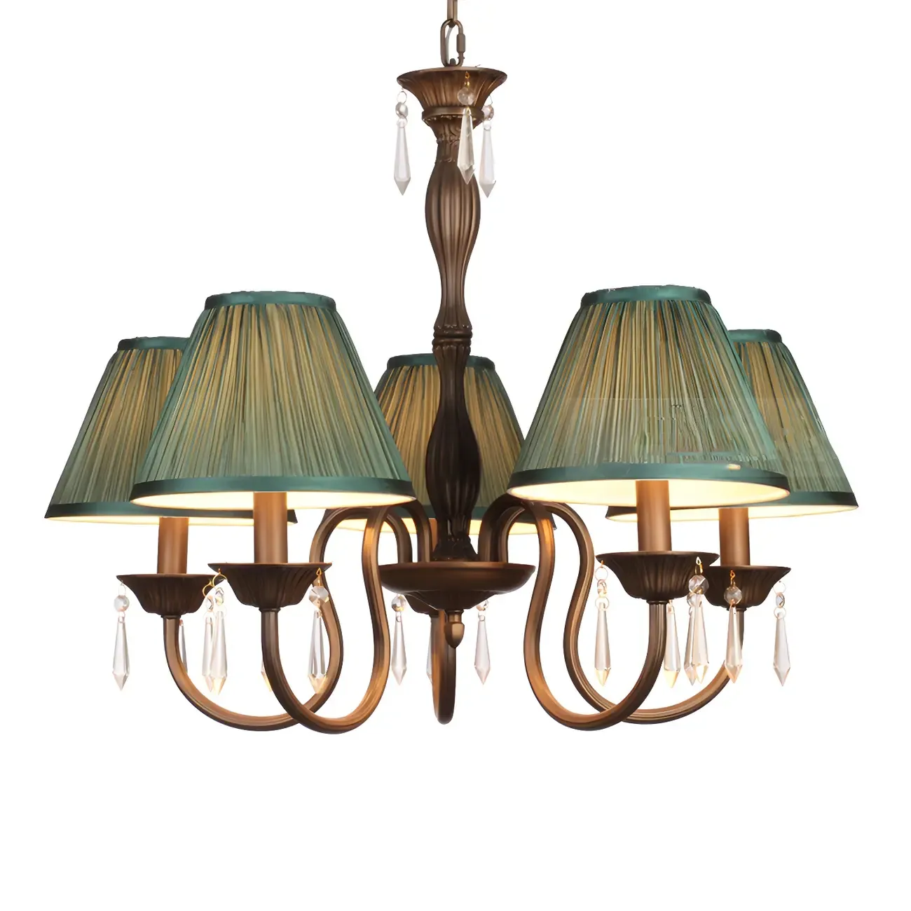 Adjustable Hanging 5-Light Down Shade Crystal Chandelier