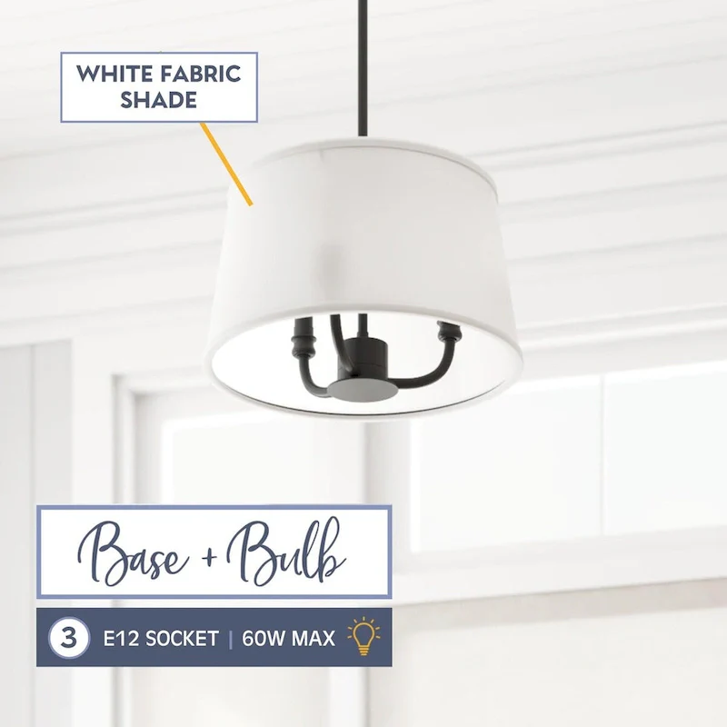 Prominence Home Billet Convertible Pendant/Semi-Flush with Fabric Shades