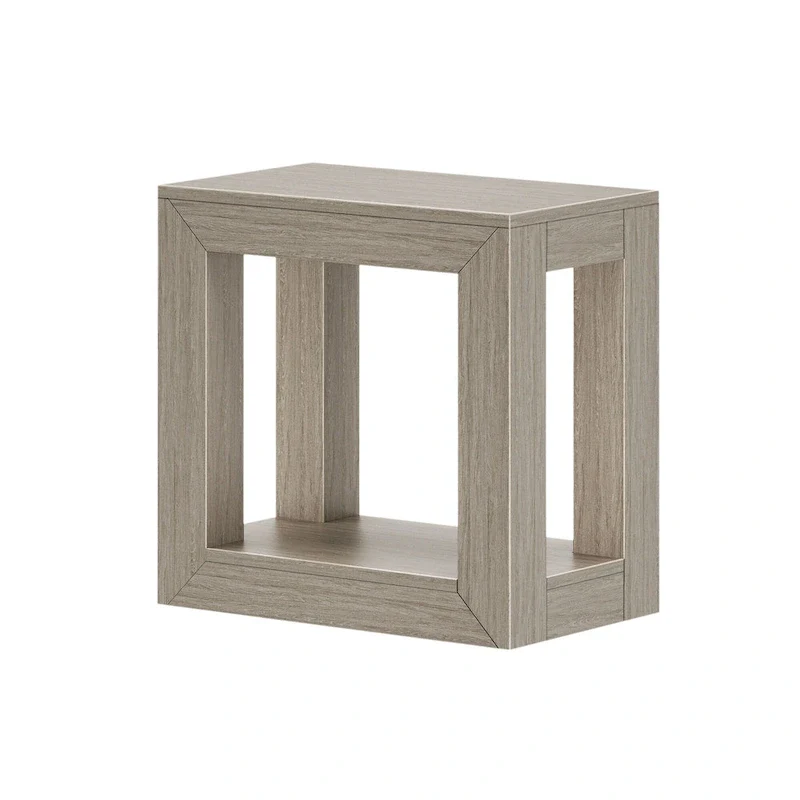 Plank and Beam Modern Rectangular Side Table with Shelf