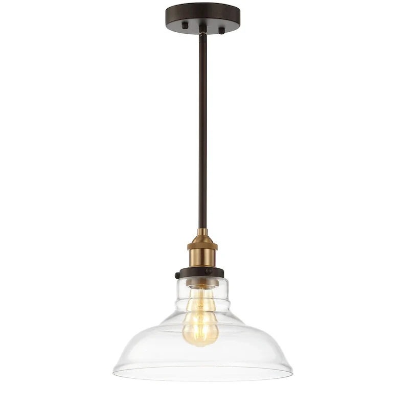 SAFAVIEH Lighting Gemma Adjustable 1-Light Led Dark Grey Pendant - 11  W x 11  D x 16.5-46.5  H