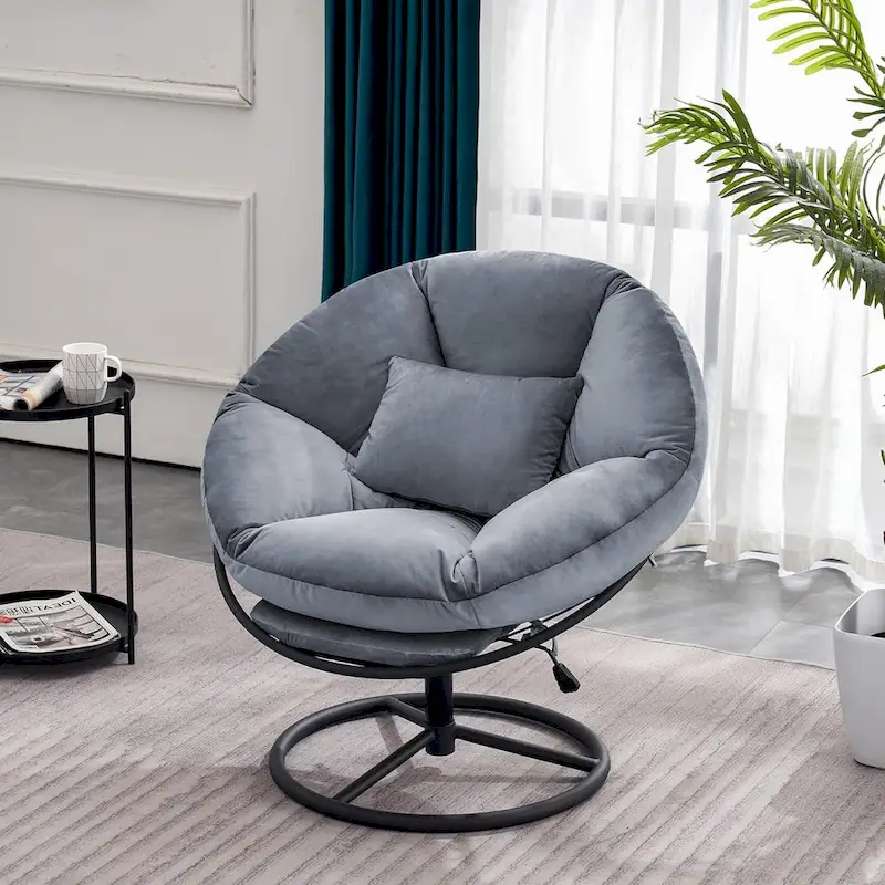MCombo Gas Lift Swivel Papasan Chair with Height Adjustment, Velvet HQ405