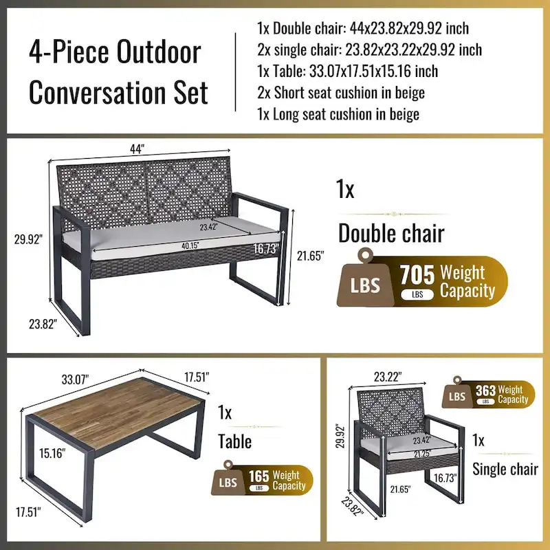 WW 4-Piece Patio Furniture Set