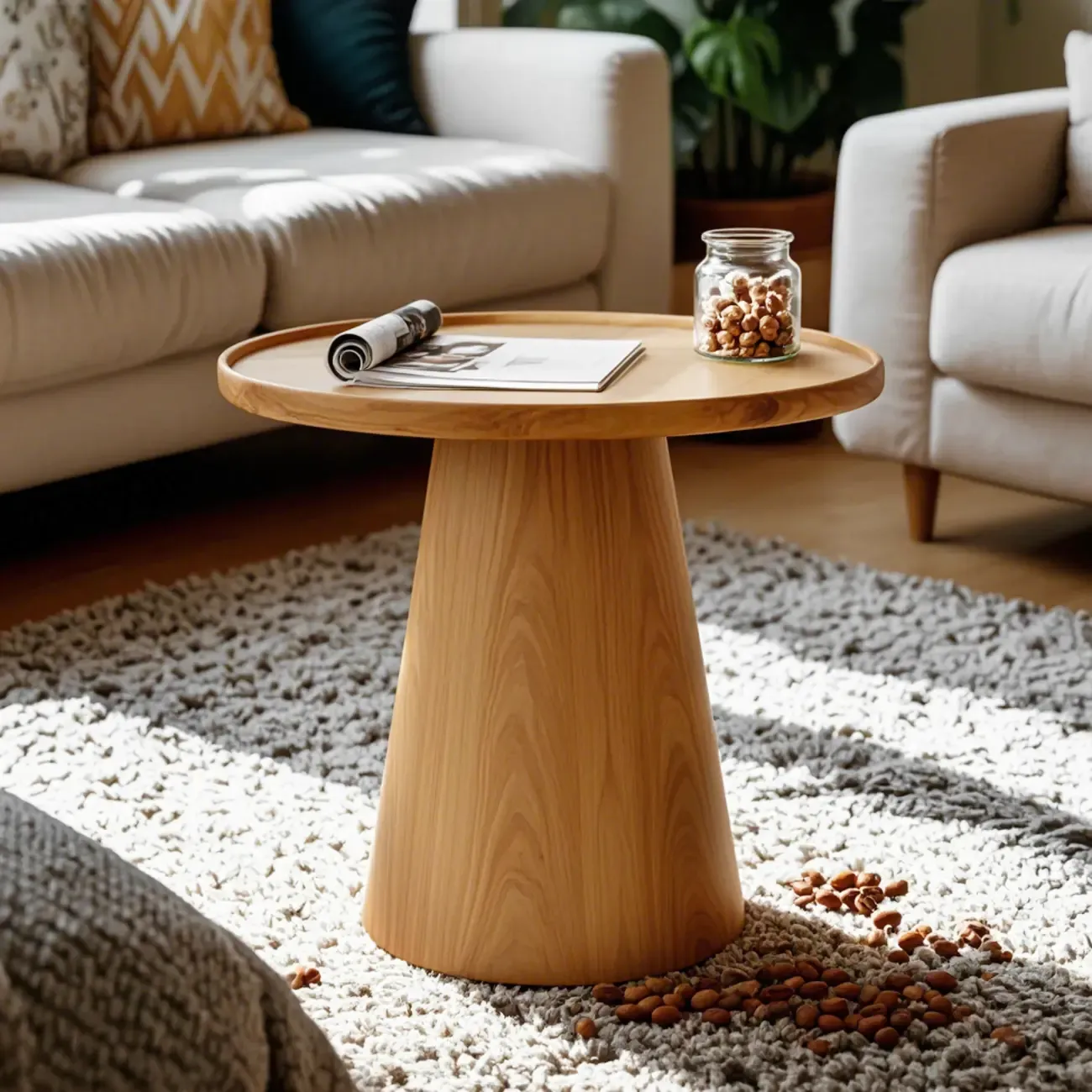 Dark Walnut Elegant Round Wood Coffee Table