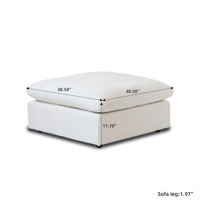 82.68   Down Filled Sectional Couch L-shape Linen Upholstered Loveseat with Ottoman