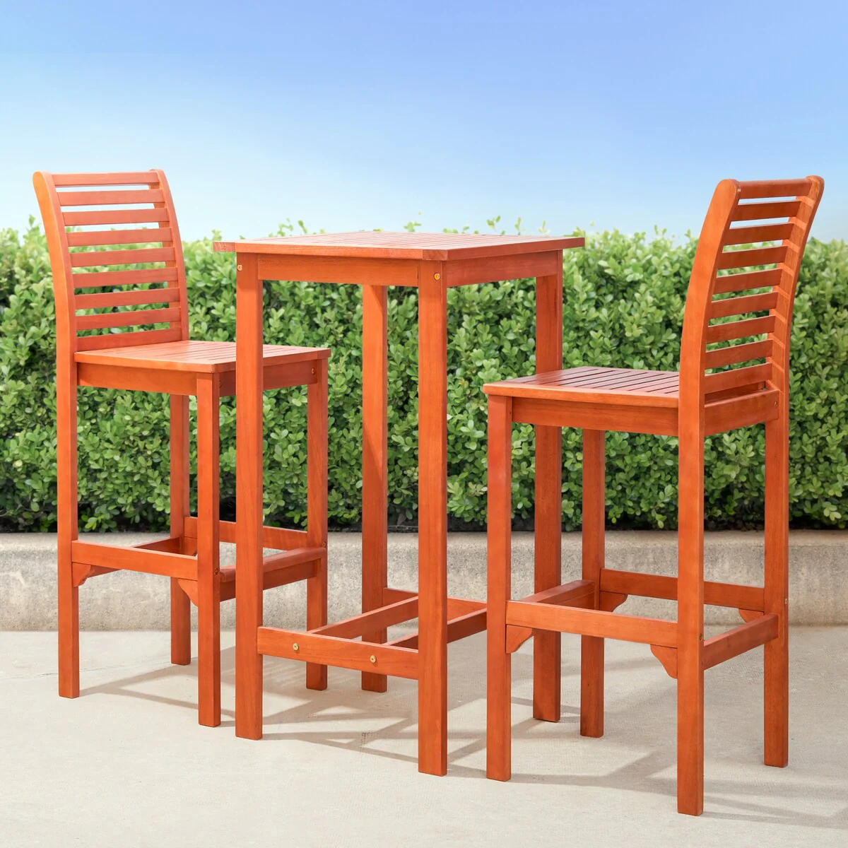 Emilio Wood Bar Table and Chair Dining Set