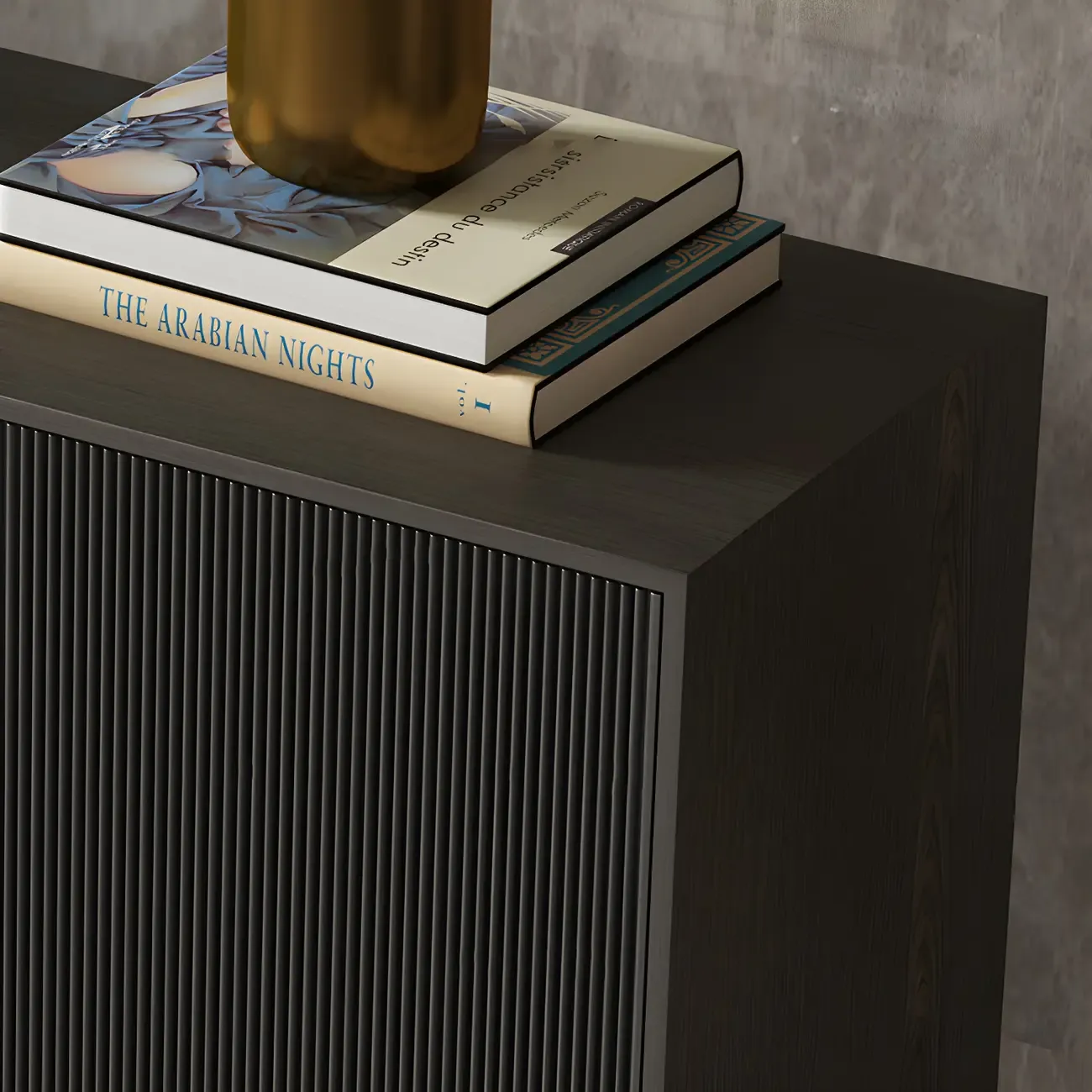 Sleek Black-Gray Wood and Metal Soft-Close Drawers Dresser