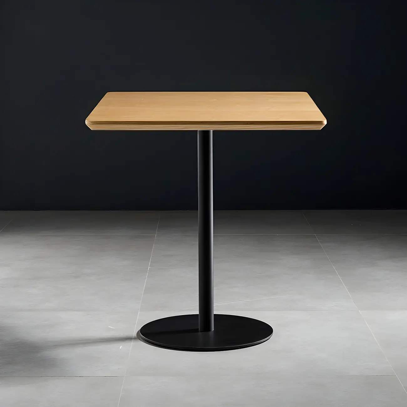 Modern Brown Wood Grain Black Metallic Pedestal Bar Tables