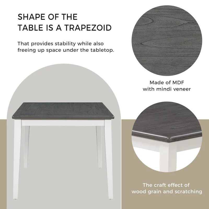 6-Piece Wooden Dining Table Set with 4 Chairs & Bench