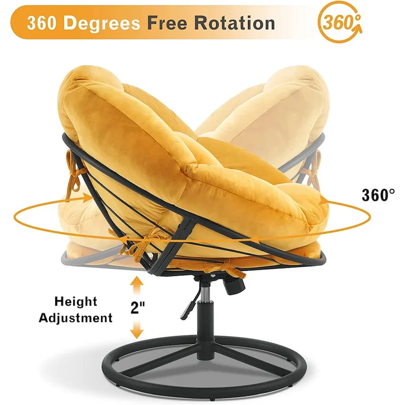 MCombo Gas Lift Swivel Papasan Chair with Height Adjustment, Velvet HQ405