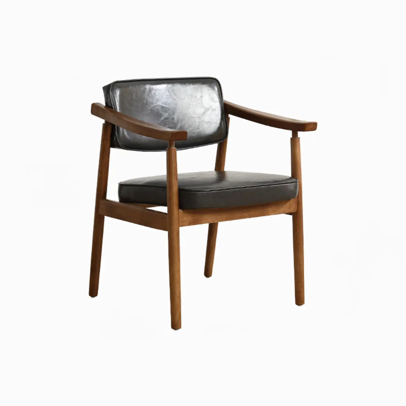 Modern Wooden Calfskin Upholstered Office Chair