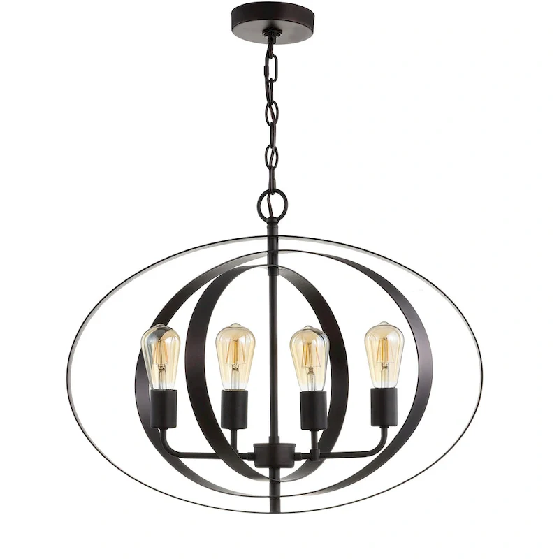SAFAVIEH Lighting Spaska Adjustable 4-Light Led Brass Pendant - 23.6 x23.6 x22-94  - Dark Grey - 24Wx24Dx94H