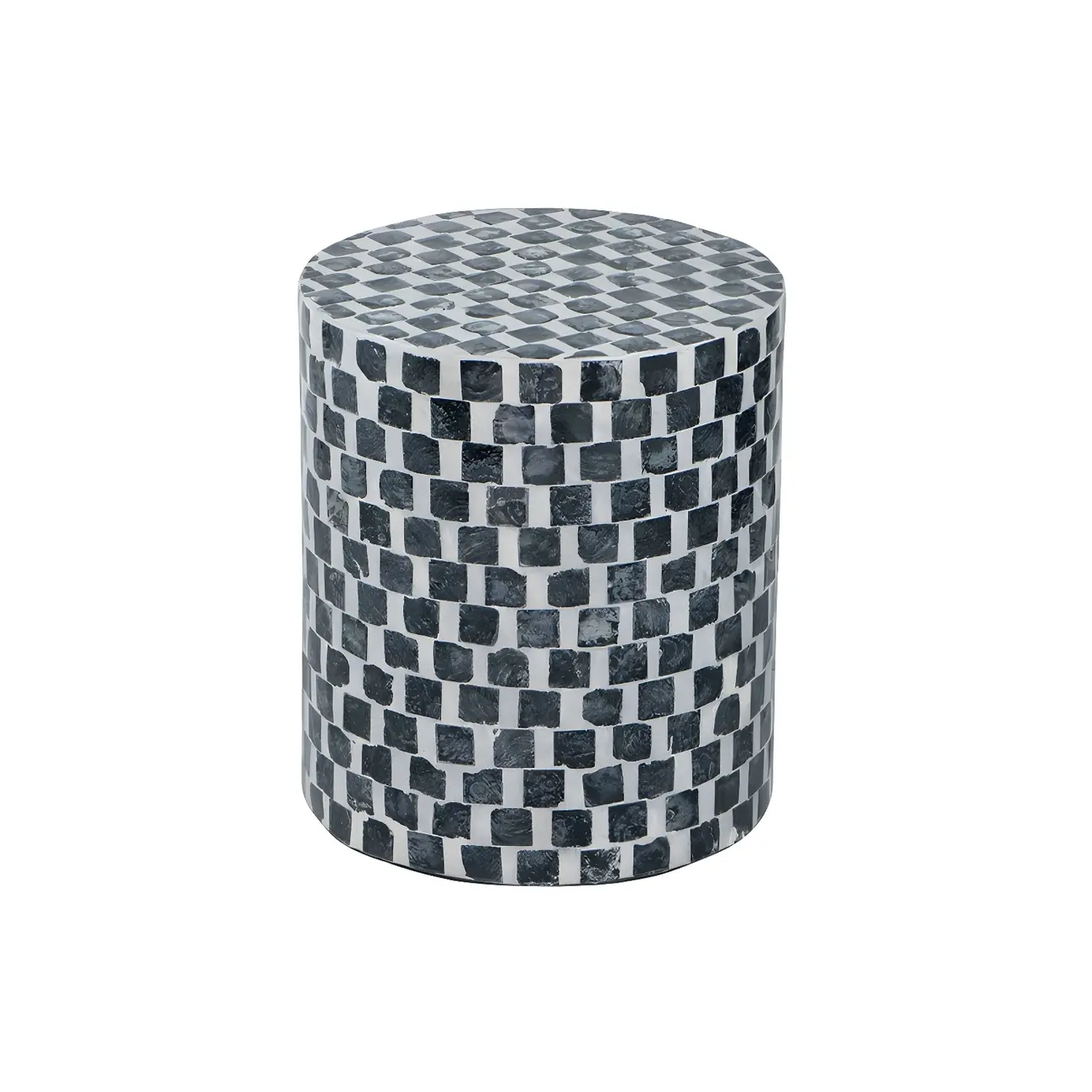 Tropical Mosaic Wooden Round Side Table