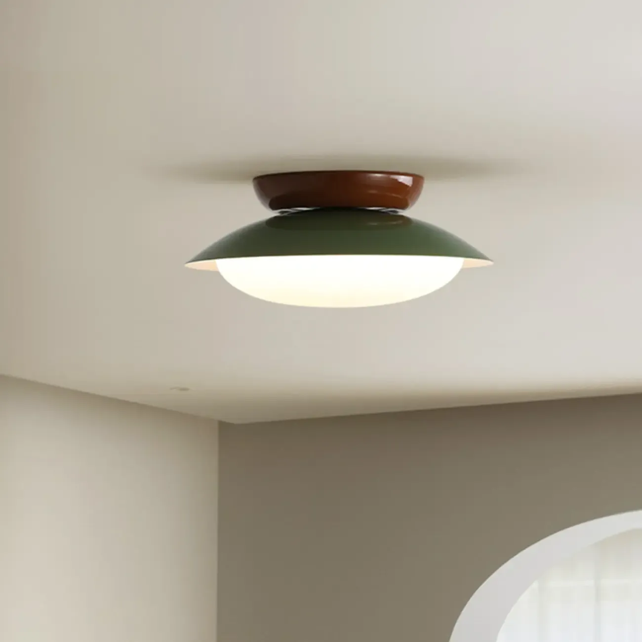 Modern Metal Semi-Flush LED Ceiling Light with 3 Color Light
