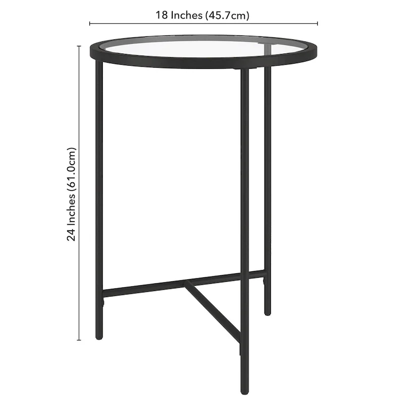 Berenson 18 Wide Round Side Table with Glass Top