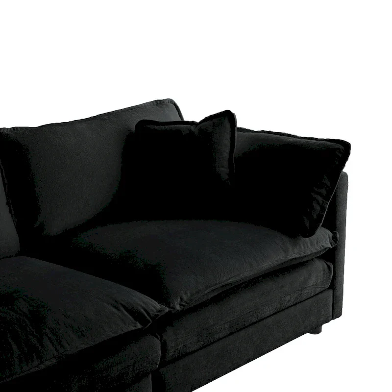 3-Piece Modular Chenille Upholstered L-Shaped Sectional Sofa with Ottoman