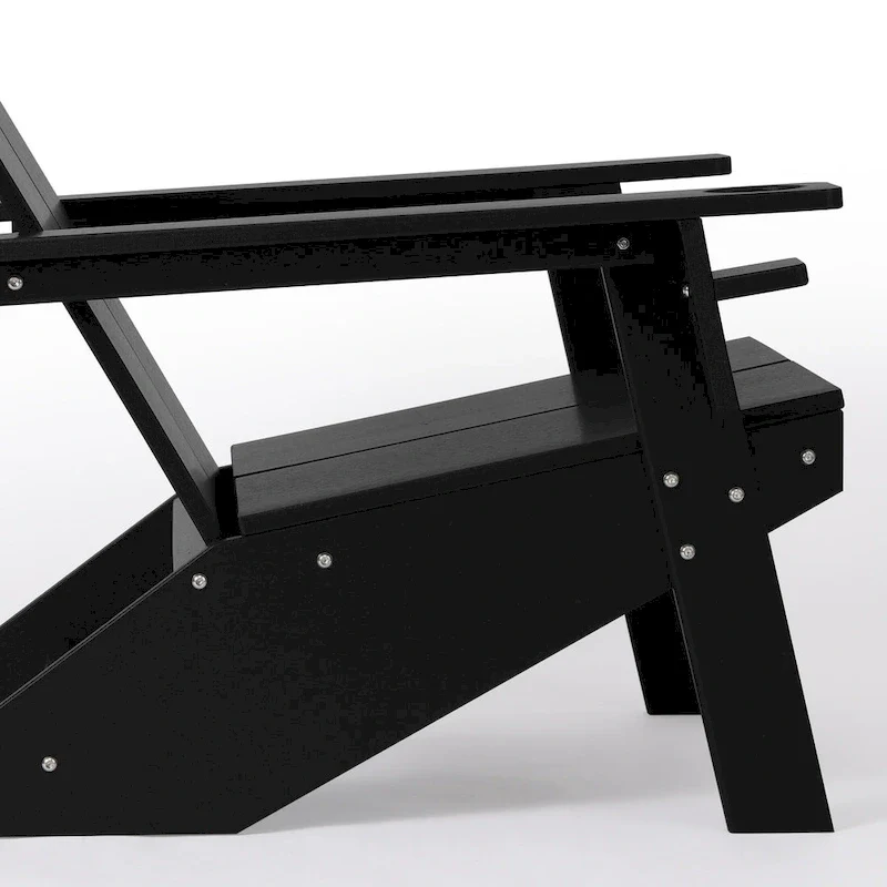Polytrends Coastin Modern Poly Adirondack Chair (Set of 2), Black
